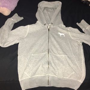 VS PINK grey hoodie with rhinestones on back